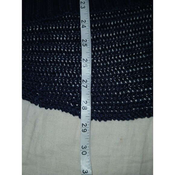J. Crew Women's Navy Blue Knit Sweater Sz Medium Long Sleeve Hi-Low Semi-Sheer - Picture 7 of 9